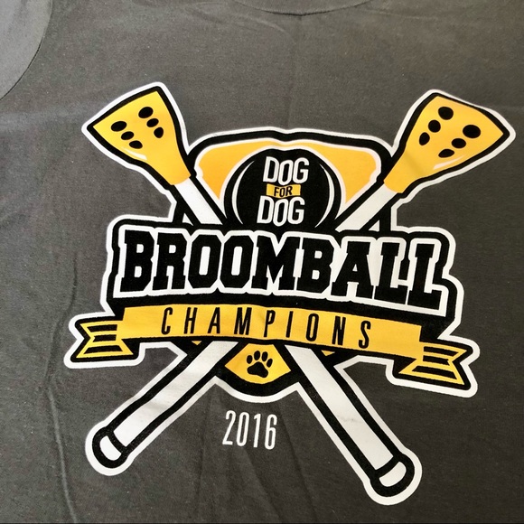 Broomball Champions 2016 Gray Cotton Anvil Graphic Tee Size Medium - Picture 2 of 9